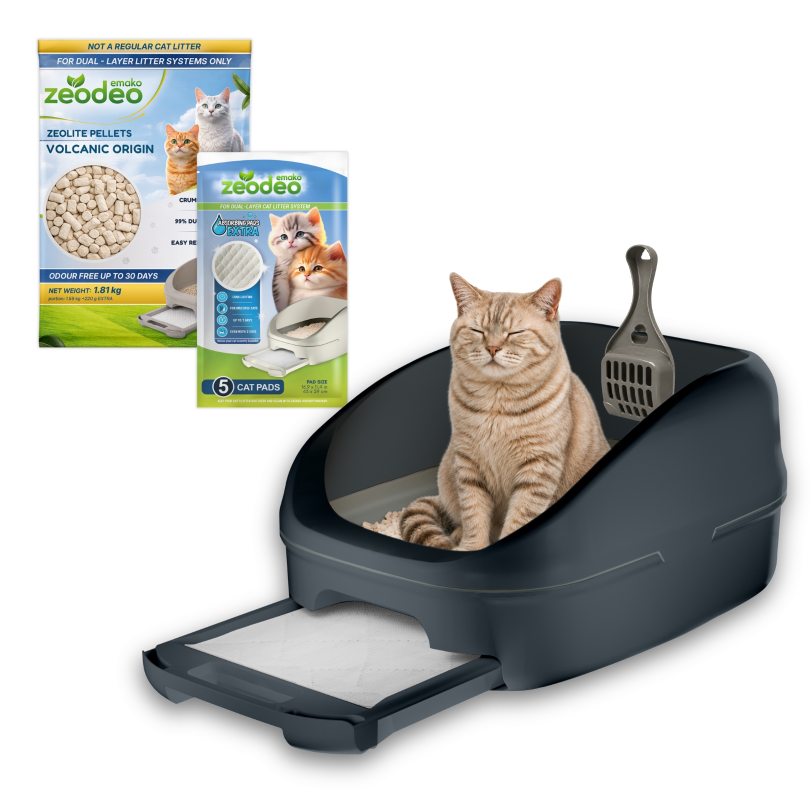 ZeoDeo Litter Box — Dark Anthracite