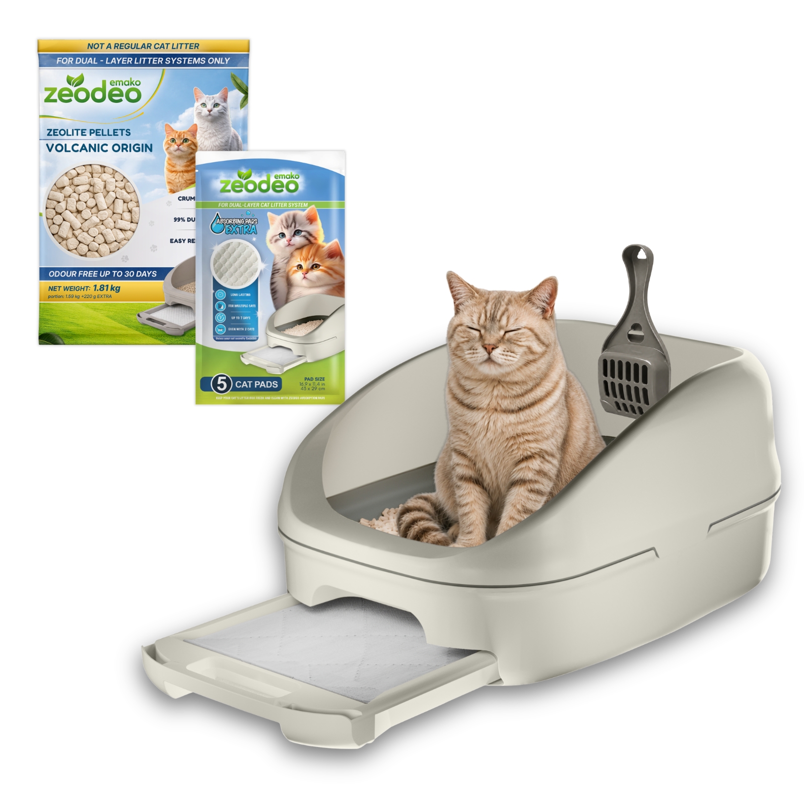 ZeoDeo Litter Box — Oyster White