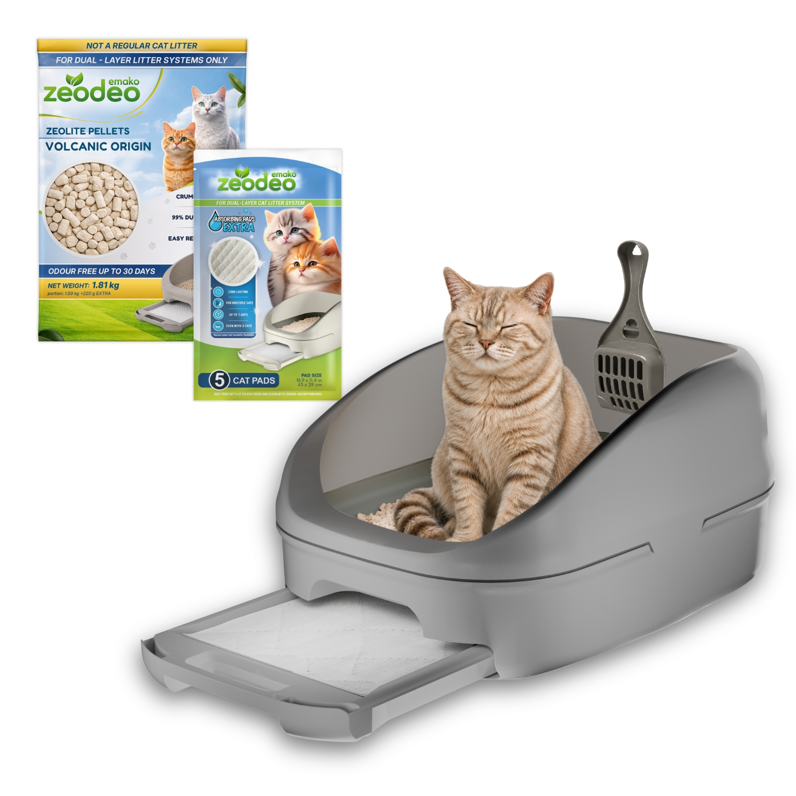 ZeoDeo Litter Box — Stone Grey