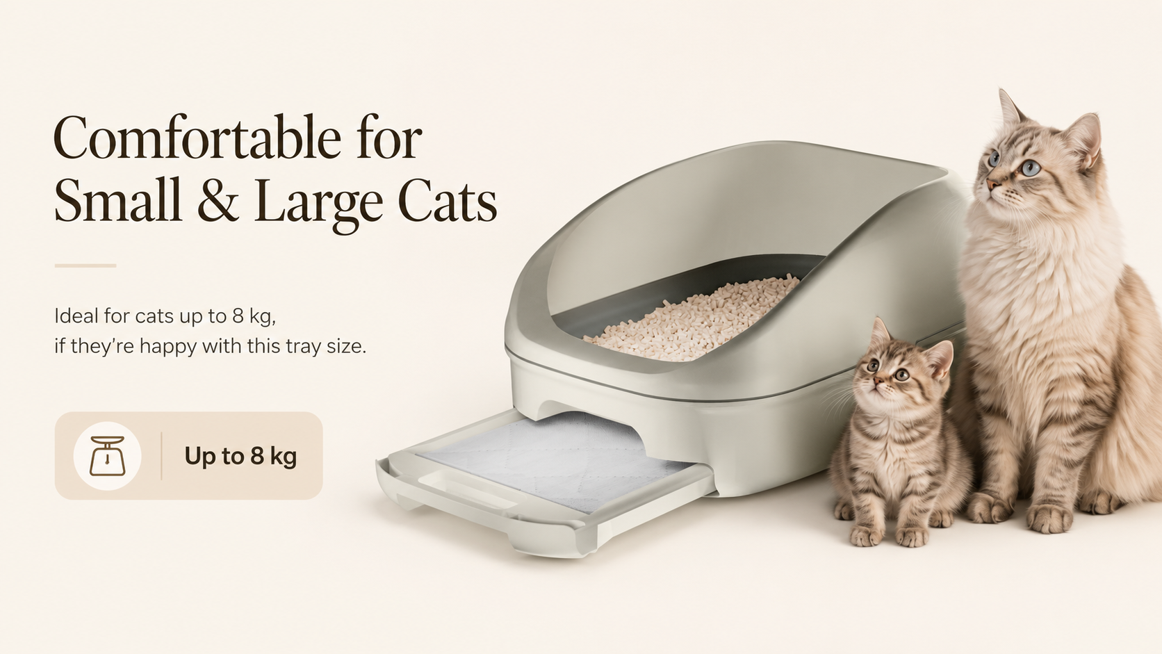 ZeoDeo Dual-Layer Litter Box, Oyster White